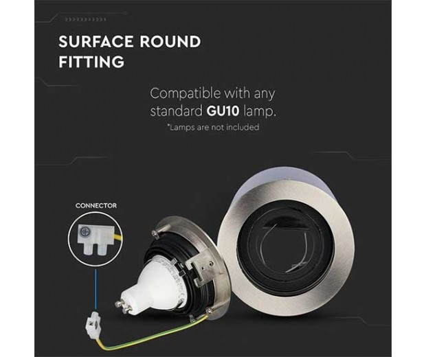 VT-796 GU10 FITTING ROUND SATIN NICKLE