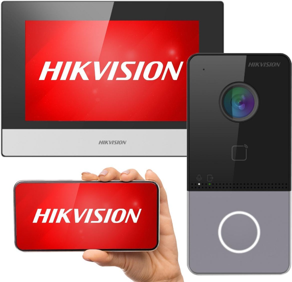 Hikvision DS-KIS603-P(C) - IP POE video intercom kit 1x call button Surface Mount - 7Inch Touch WIFI Monitor