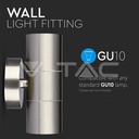 VT-7622 APPAREIL MURAL GU10, CORPS EN ACIER INOXYDABLE - 2 VOIES IP44