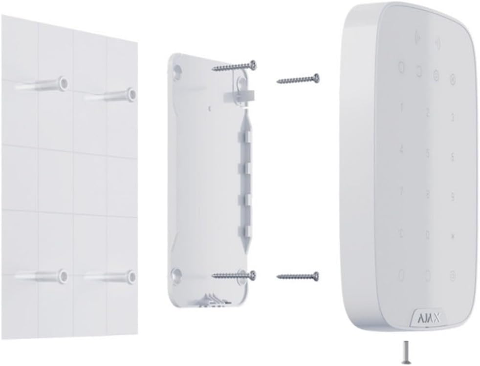 Ajax KeyPad Plus, Clavier tactile sans fil avec lecteur RFID, Blanc, Battery: 4xAA batteries, Dimensions 165x113x20mm