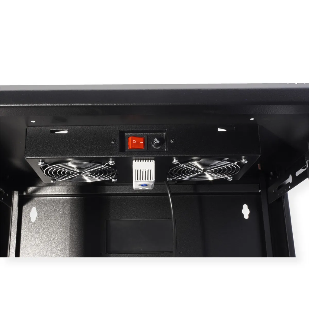 Unité de ventilation à 2 ventilateurs, avec thermostat, pour coffret mural 19 pouces, noir