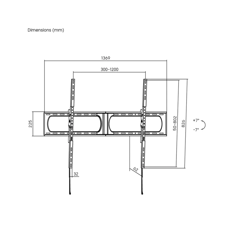 Support mural pour téléviseur, modèle robuste, inclinable, 37–140 pouces, 125 kg max.