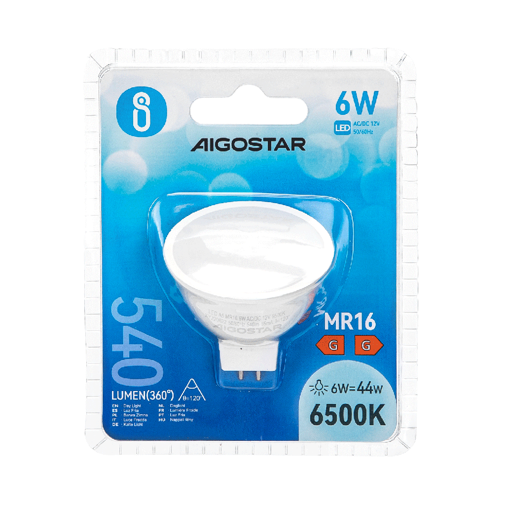 AIGOSTAR Spot Lampe MR16 6W AC/DC12V 120'D