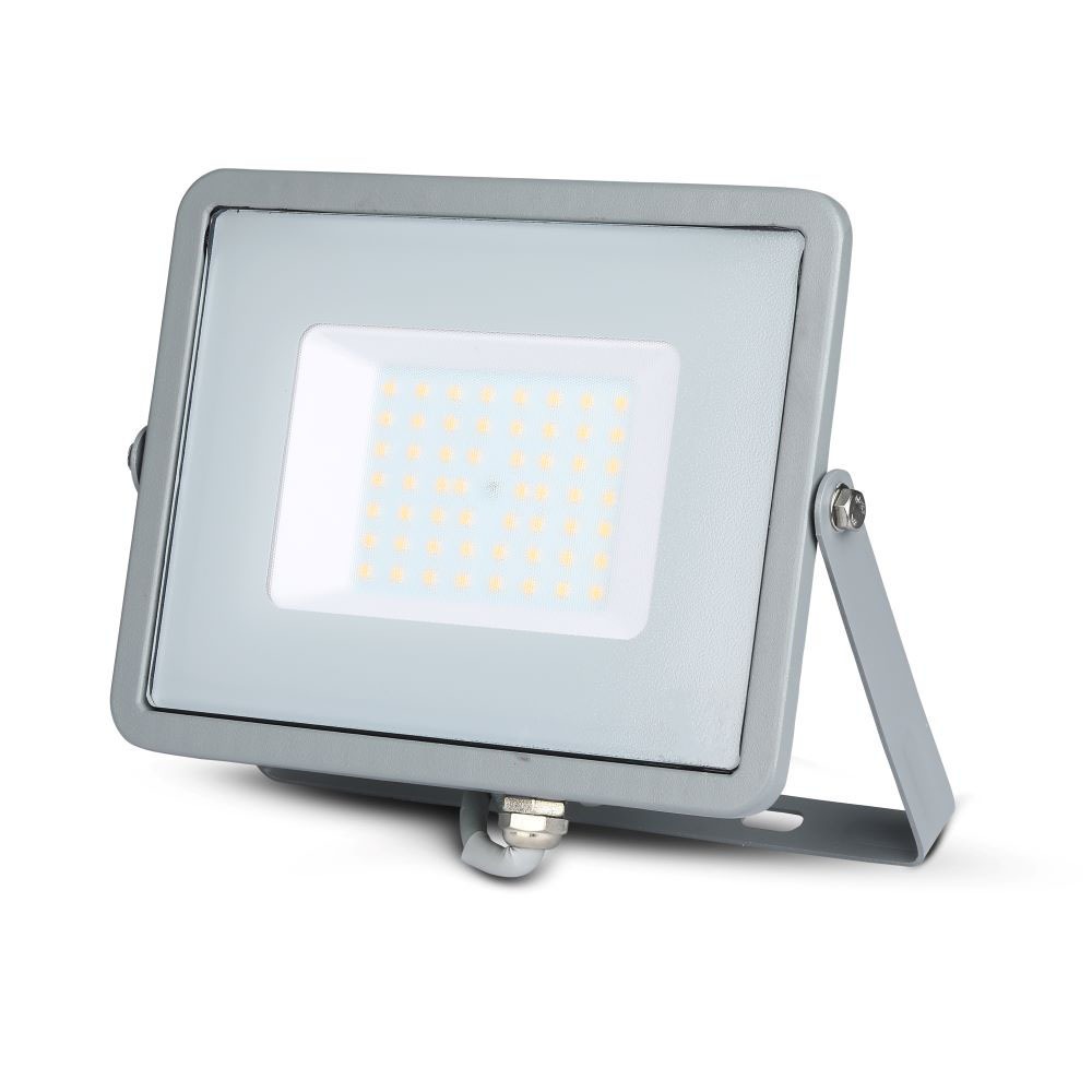 Projecteur SMD VT-50 50 W 6 400 K blanc froid avec puce Samsung, corps gris et verre gris