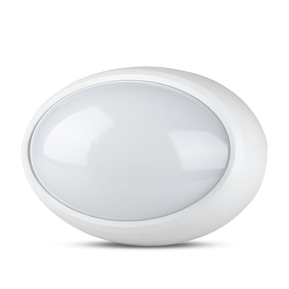 VT-8014 8W VOLLEDIG OVALE IP54 KOEPELVERLICHTING WITTE BEHUIZING - 6400K Koud Wit