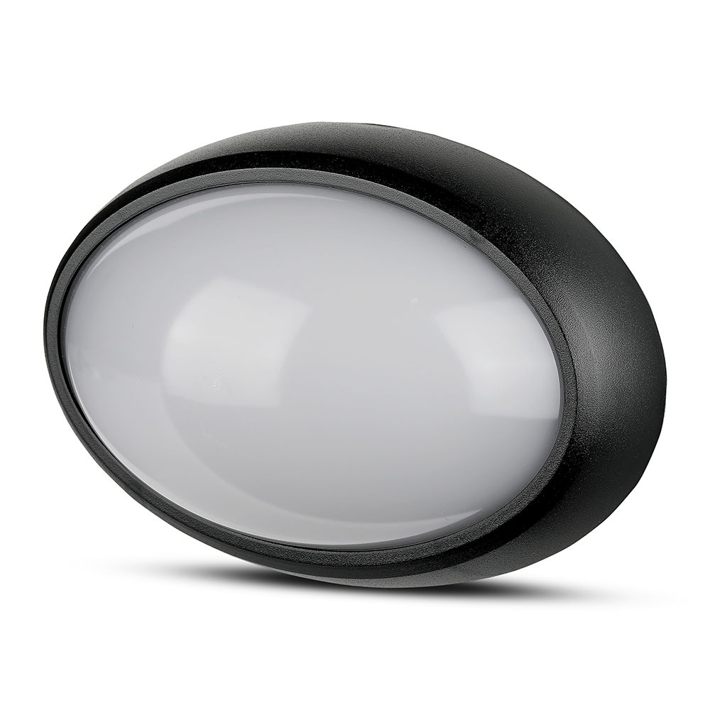 Plafonnier ovale complet IP54 VT-8010 12 W, corps noir, 6 400 K