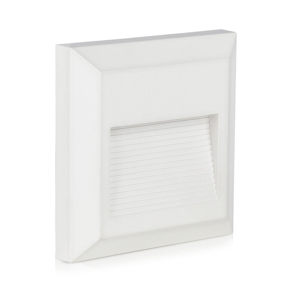 VT-1152 2W LED TRAPVERLICHTING WITTE BEHUIZING VIERKANT 124x124x27mm