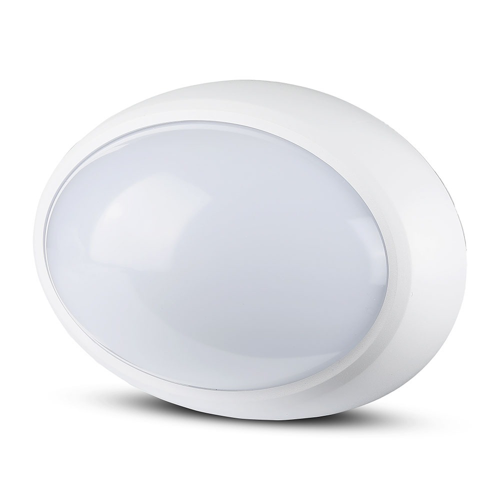 Plafonnier ovale complet IP54 VT-8010 12 W, corps blanc