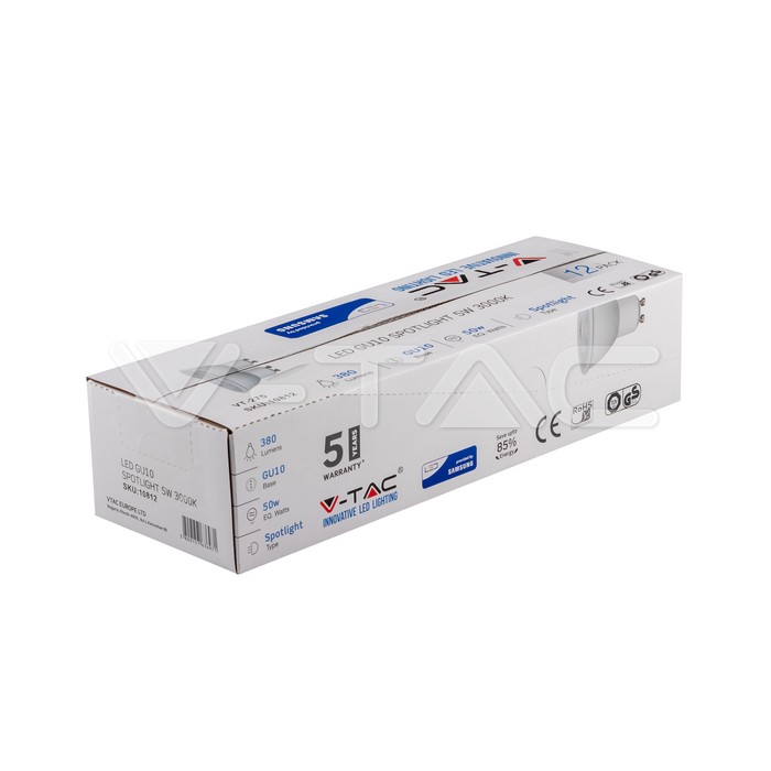 Projecteur en plastique VT-2305 5 W GU10 avec pilote IC et lentille 38'D par paquet de 10 pièces