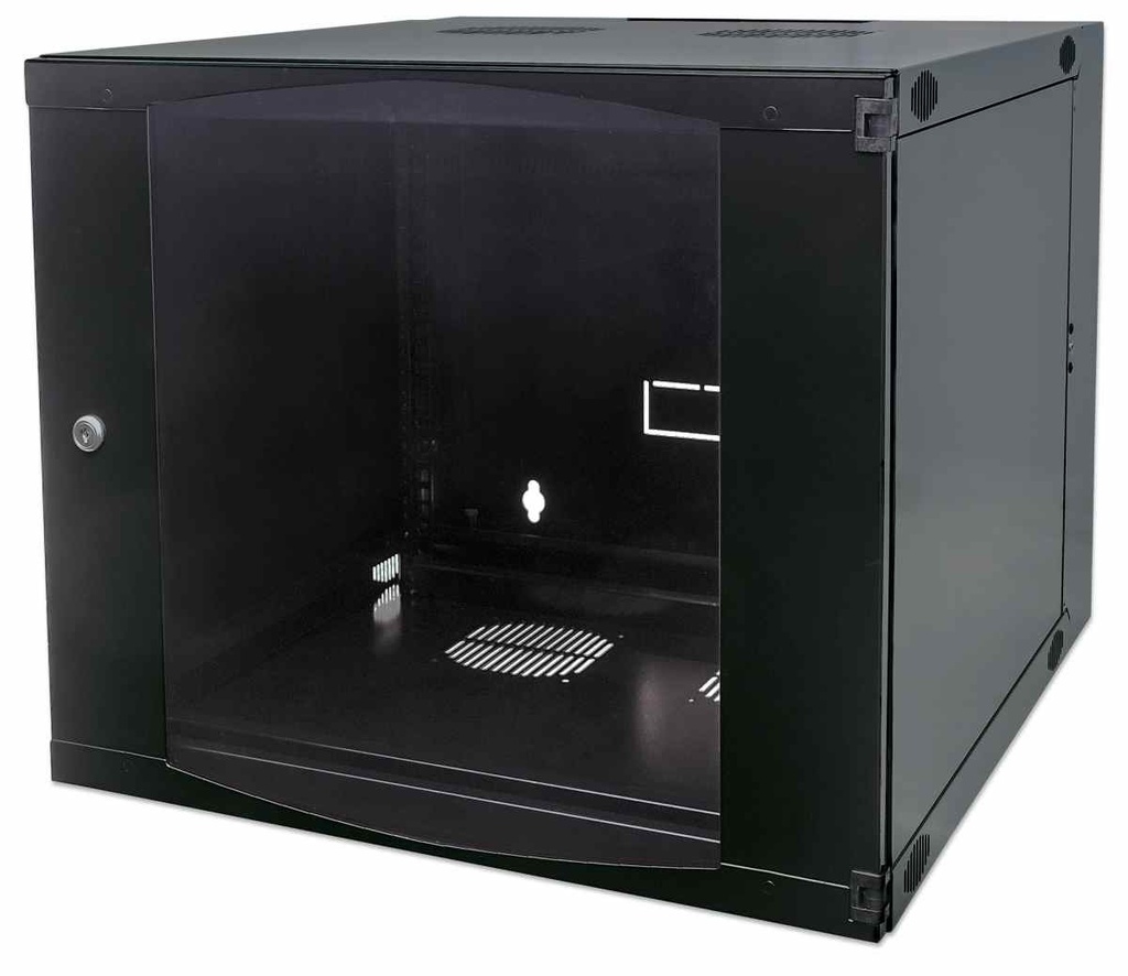  19" wandkast, 15U, flatpack 725 (h) x 540 (b) x 600 (d) mm, zwarte dubbele sectie
