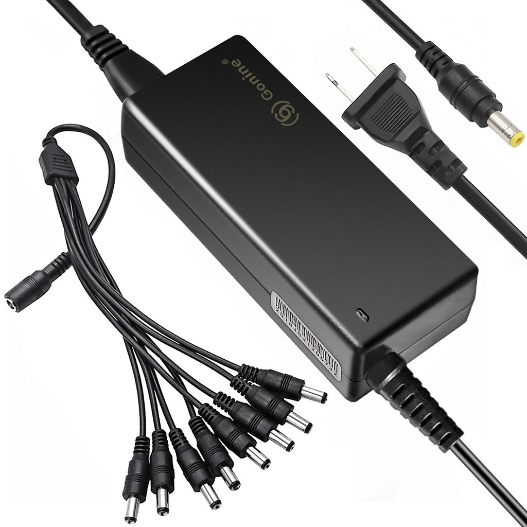 CP1205-10/8X 120W CCTV-VOEDING 12V 10A IP44 Tot 8X CCTV-camera + Splitter 8X