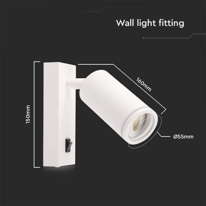 VT-429 GU10 Spotlight Wandschakelaar Witte Behuizing