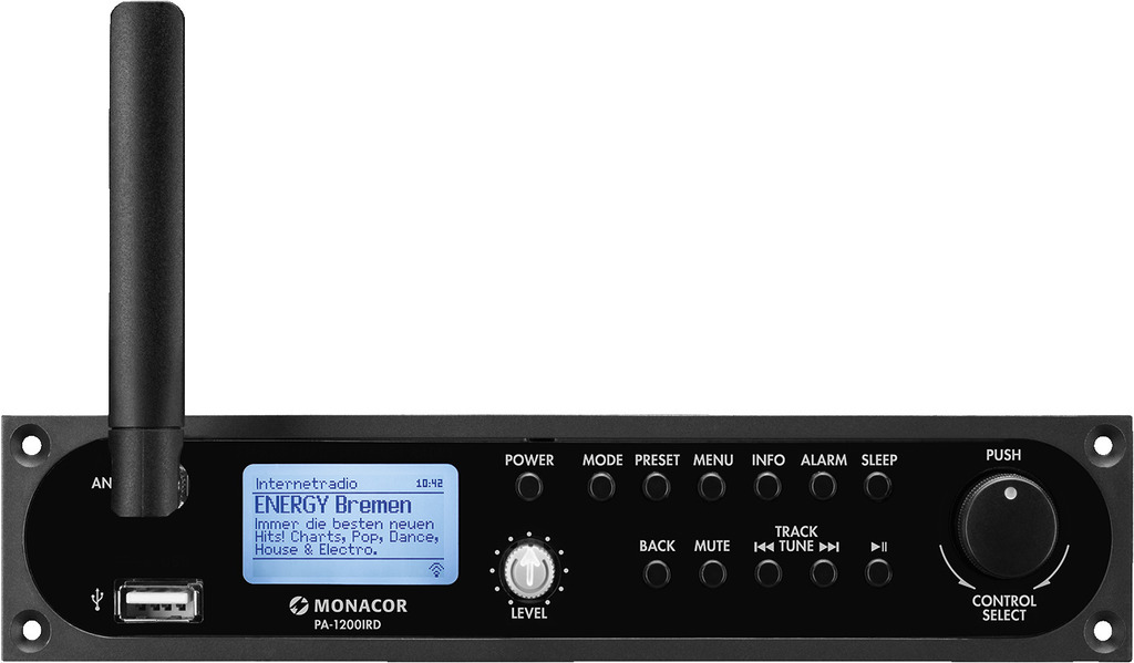 Radio Internet PA-1200IRD, insertion tuner DAB+/FM RDS avec port USB, pour amplificateur mixeur PA avec compartiment d'insertion.