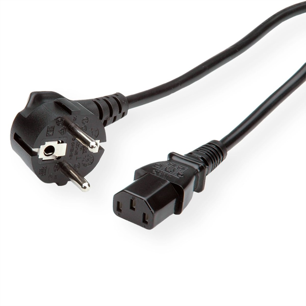 VALUE Power Cable, straight IEC Conncector, black, 1.8 m