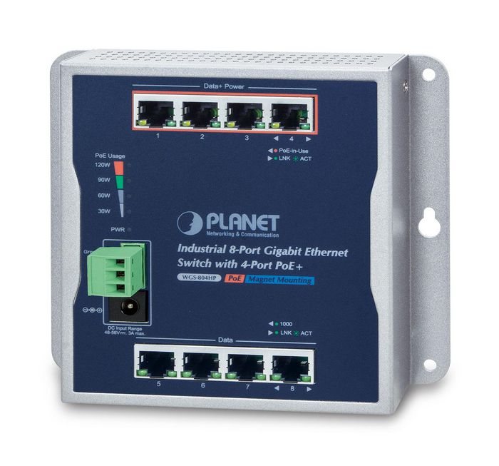 WGS-814HP 8-poorts 10/100/1000T wandgemonteerde Gigabit-switch met 4 PoE+-poorten