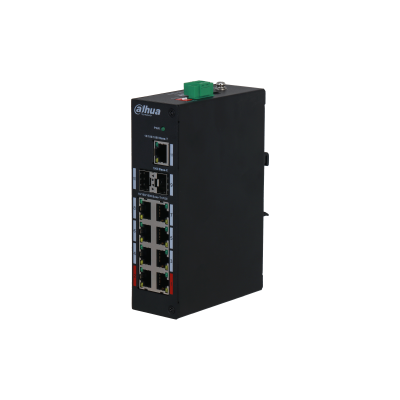 Dahua DH-PFS3211-8GT-120-V2 Unmanaged Switch PoE DIN Rail - 8 Gigabit PoE + 2 Gigabit SFP + 1 Gigabit RJ45. - 120W