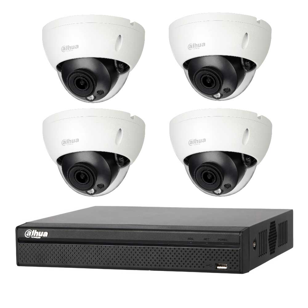 DAHUA KIT HDCVI 4MP DVR 4CH - 4x Camera Dome Antivandaal 4MP Interieur/Exterieur IP67 - HD 1TB
