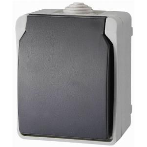 ELIX Prise bipolaire + Terre - 230V~ 16A - Baby Safe - IP44 - Gris - Apparent