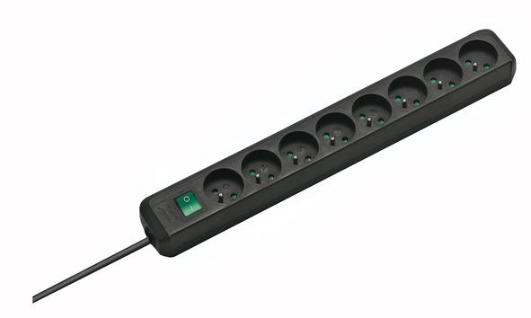 Brennenstuhl Multiprise EcoLine 8 prijzen met onderbreker zwart 3m H05VVF 3G1,5