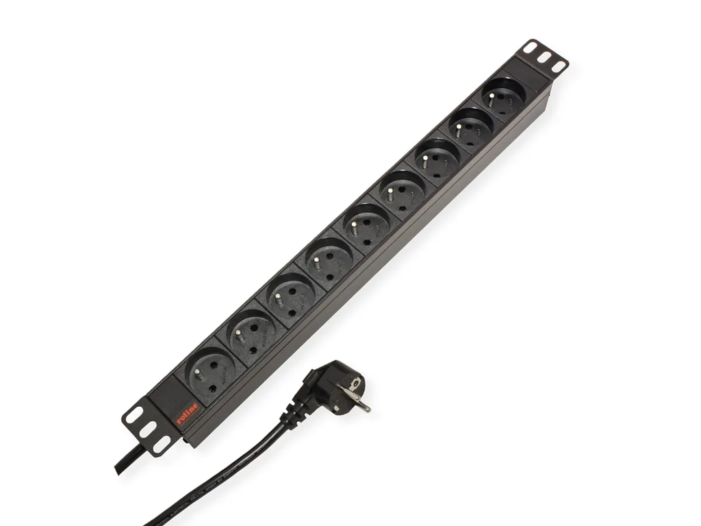 ROLINE PDU voor kast, 9x stopcontact, 45°, 16A, FR/BE, zwart, 2,0 m