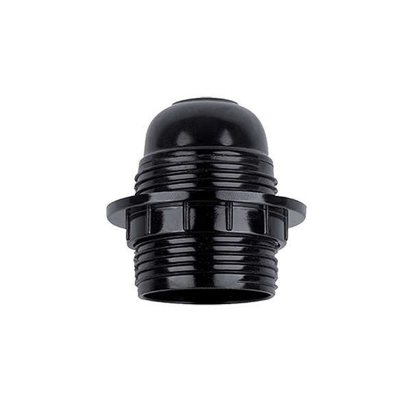 LAMPHOUDER MET RING BAKELIET E27 ZWART