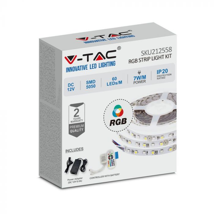 VT-5050 60 RGB SET BANDE LED 60 LED IP20 Rouleau: 10M-PSU 100W-24V - Télécommande RGB
