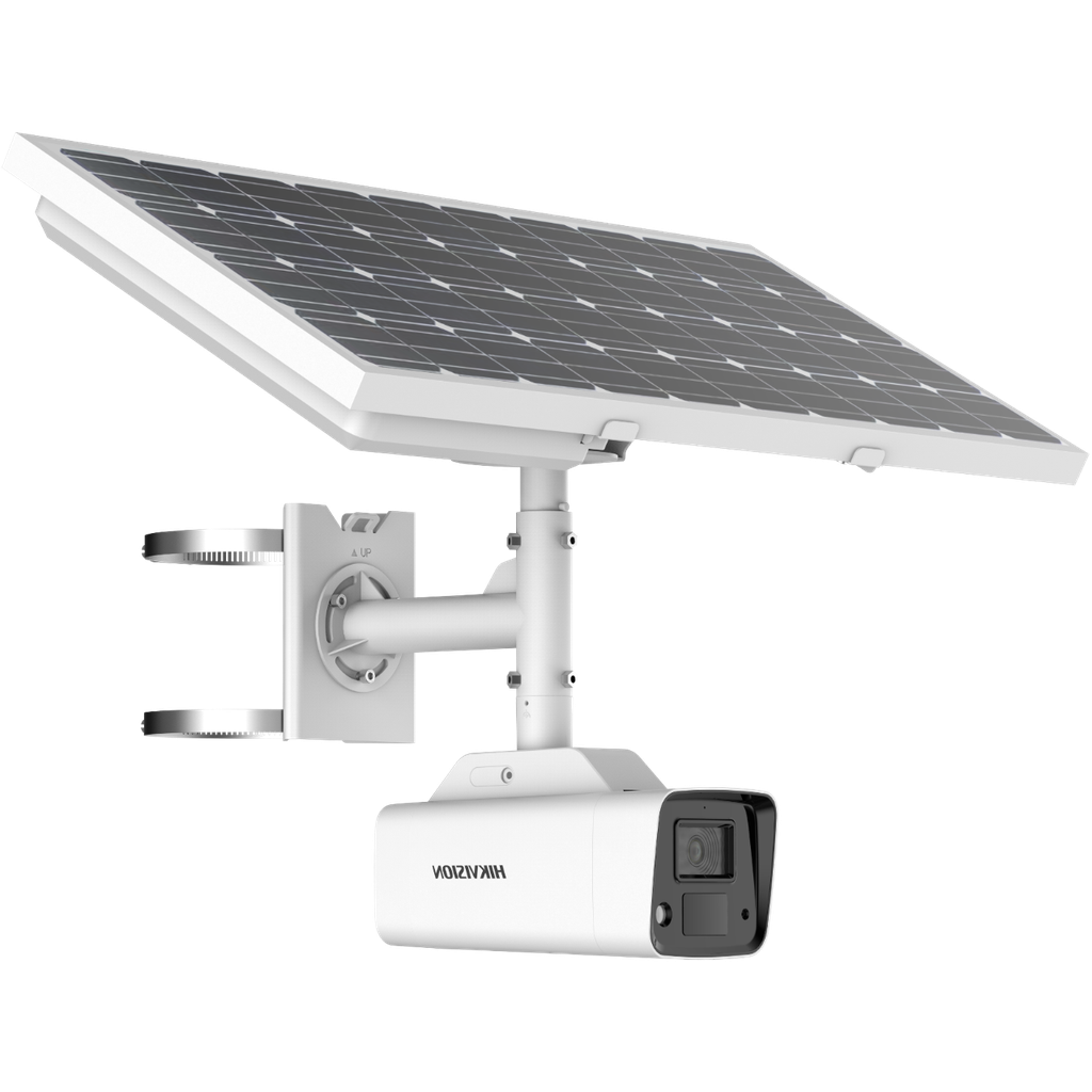 Caméra IP Bullet fixe Hikvision DS-2XS2T47G0-LD(W)H/4G 4G 4MP ColorVu + lumière blanche 30 m d'autonomie via panneau solaire