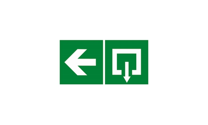 Zelfklevend pictogram P3 200x100mm (pijltje+omlaag)