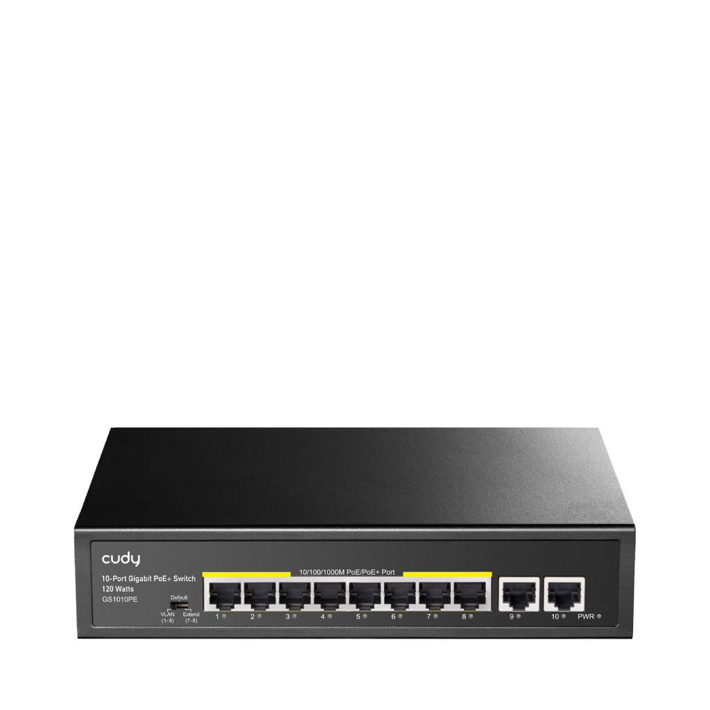 Cudy FS1010P  Switch PoE+  Fast Ethernet 10/100 8 ports avec 2 ports Uplink 120 W