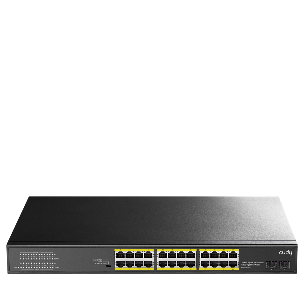Cudy GS1028PS2 Switch Gigabit PoE+ 24 poorten met 2 SFP-poorten 300 W