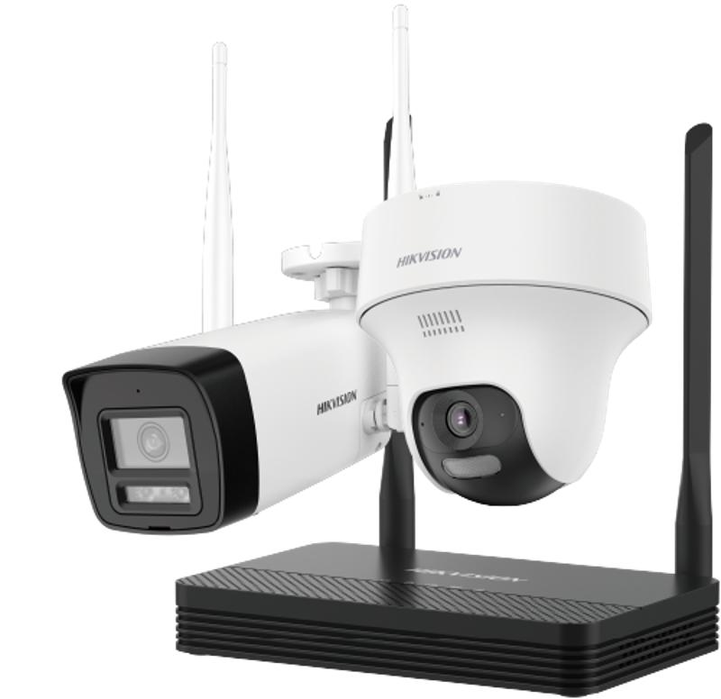 Kit caméra IP Wi-Fi HIKVISION NKS424W02H 4 MP H.265 (caméra bullet + caméra tourelle) - Carte microSD en option