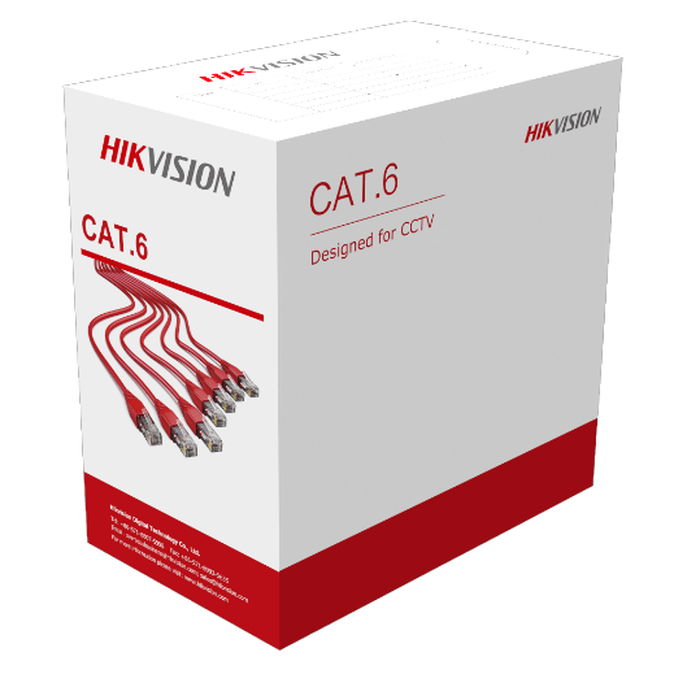 Câble UTP CAT6 HIKVISION DS-1LN6-W-CCA CCA solide - PVC gris - Certifié ignifuge classe CE CPR Eca