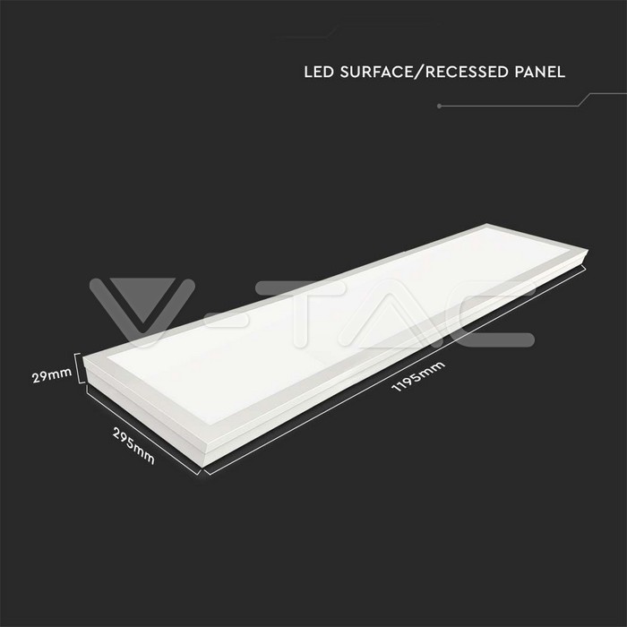 VT-6147 40W LED BACKLITE PANEEL 1200x300MM 2-in-1 Inbouw en opbouw Pack 6pcs