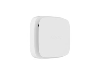Ajax FireProtect 2 RB (chaleur/fumée), détecteur d'incendie sans fil (température et fumée), blanc. Piles remplaçables : 2 piles CR123A. Dimensions : 43,5 x 86 x 86 mm.