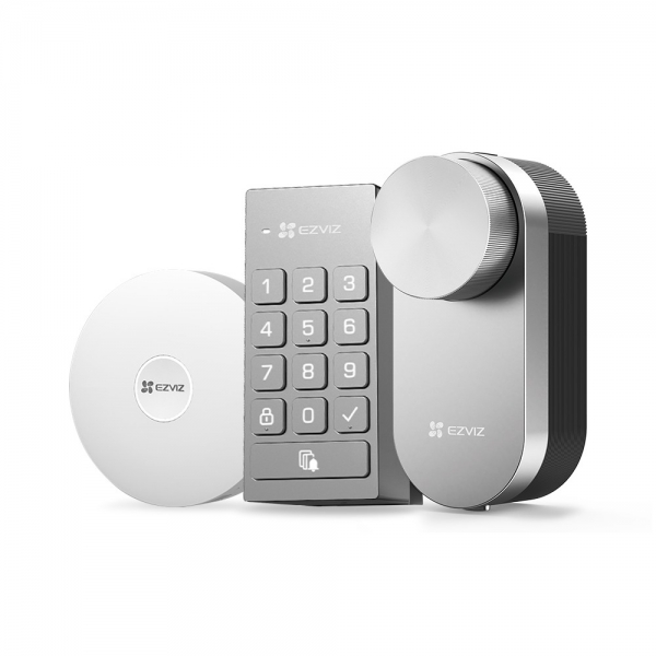 EZVIZ CS-DL01 Pro + DL01CP +  A3 Passerelle Smart Lock avec Clavier Multifonctionnel et A3 Passerelle Domotique, Serrure Connectée fonction Bluetooth accès à distance, Serrure Smart Lock accès sans Clé pour Maison Connectée