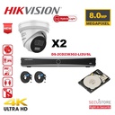 Kit caméra HIKVISION Acusense jusqu'à 4x- Éclairage hybride intelligent - Caméra Tourelle Blanche IP 4k-8MP Lumière stroboscopique active et alarme audio - Dual Microphone  -NVR Acusense NXI Series 4x canaux avec POE  jusqu'à 4x caméras IP