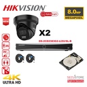 HIKVISION Acusense Camera Kit Up to 4x - Smart Hybrid Lighting - 4K-8MP Black IP Turret Camera with Active Strobe Light and Audio Alarm - Dual Microphones - Acusense NXI Series 4x Channel NVR with PoE for up to 4x IP Cameras (copy)