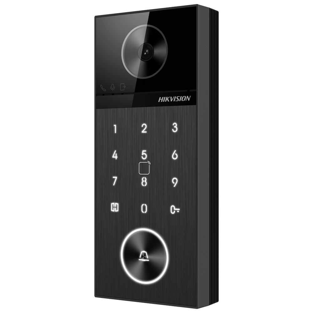 DS-KV6124-WBE1 Platine Portier Vidéo IP WiFi Caméra 4 Mpx Exterieur IP65  Ouverture par carte MF, code PIN &amp; Bluetooth - 2 relais Application mobile avec ou sans moniteur Installation en surface | PoE