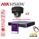 HIKVISION Acusense Surveillance Camera Set (up to 8 cameras) - Intelligent Hybrid Lighting - 4K 8MP IP Dome Camera with Dual Microphone - Acusense NXI Series 8-Channel NVR with PoE (up to 8 IP cameras) - Pre-installed 4TB  Hard Drive
