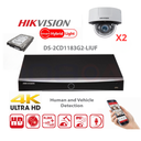 HIKVISION-bewakingscameraset – Tot 8 domecamera's (DS-2CD1183G2-LIUF) 8 MP Dual Light – Lite-serie NVR – 8-kanaals PoE-NVR – Vooraf geïnstalleerde 4 TB harde schijf