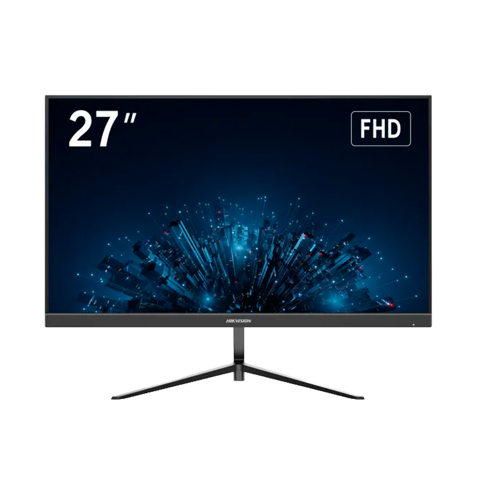 Hikvision DS-D5227F3-1P0SV/D 27" FHD monitor with built-in decoder, supporting 16 video channels and camera streams up to 32 MP.