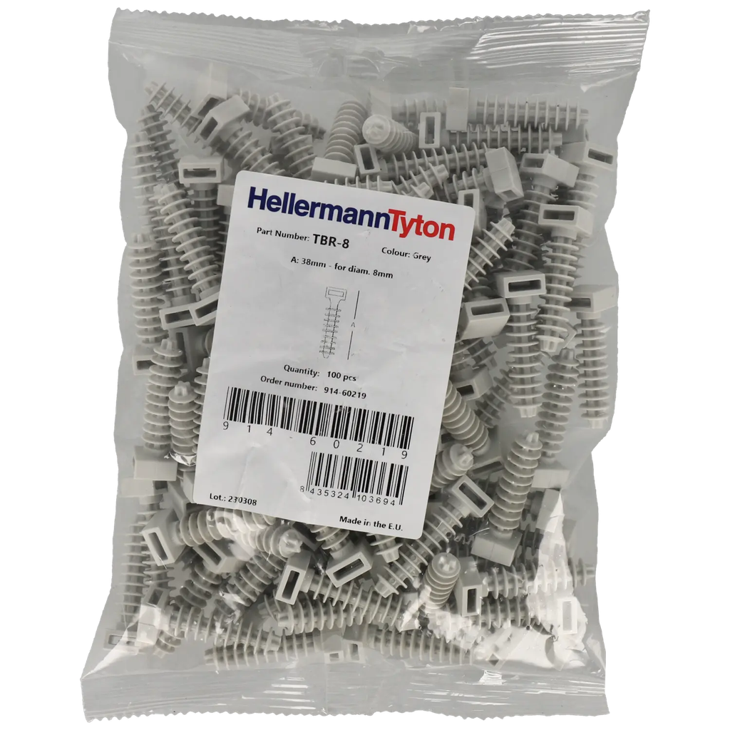 8 mm cable tie anchor, pack of 100, grey