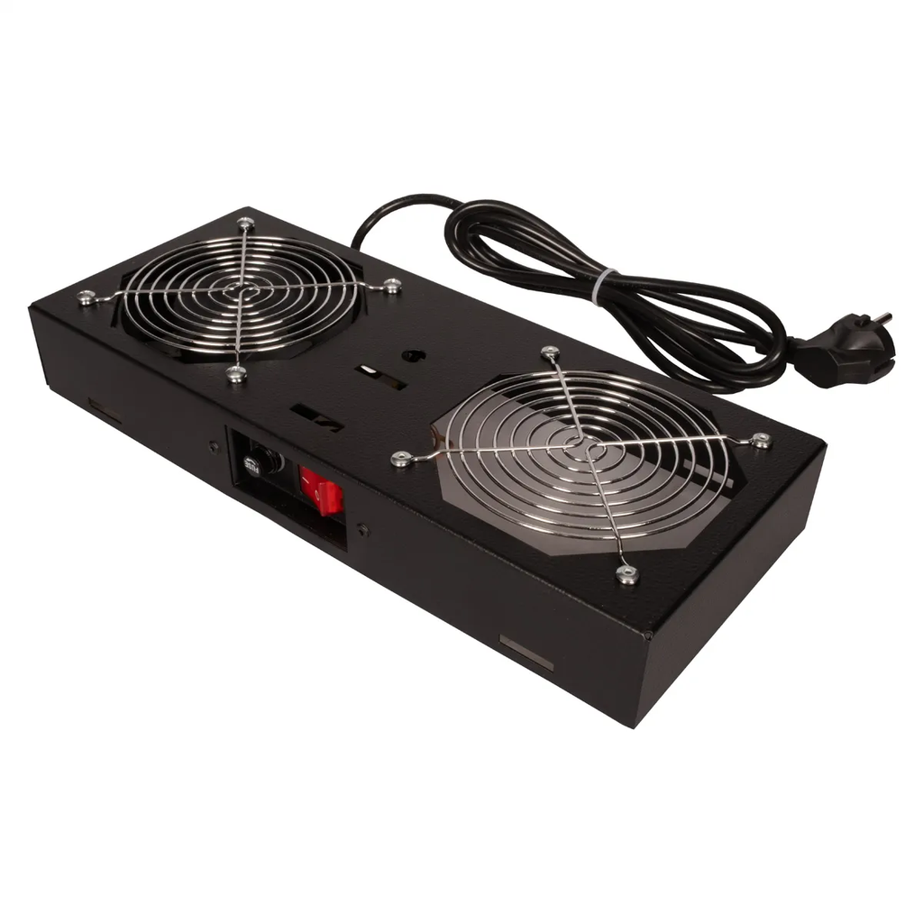 Fan unit 1 fans, thermostat, for 19-inch wall housing black