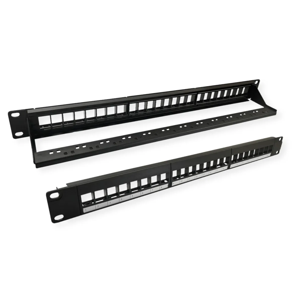 Keystone 19'' Empty Patch Panel Cat.5/Cat.6/Cat.6a, 24 Ports, UTP, black