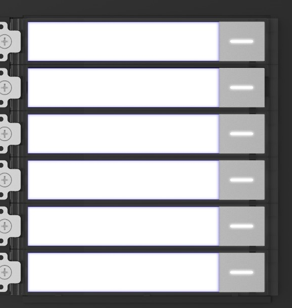 DS-KD-KK · Module met 6 drukknoppen, 6 aanpasbare naamplaatjes en led, IP65