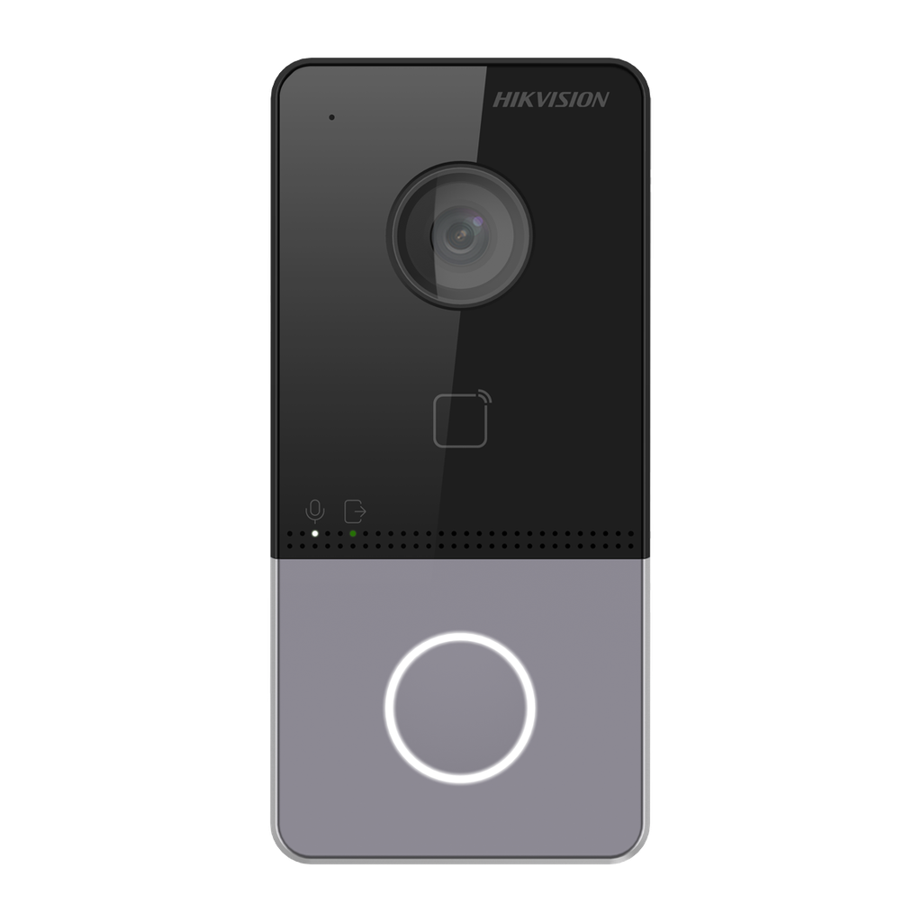 Hikvision DS-KV6113-WPE1(C) Station de porte de villa en plastique 1 x bouton PoE/ 12 VDC, carte Mifare WIFI - 1 relais - appelez directement Hikconnect