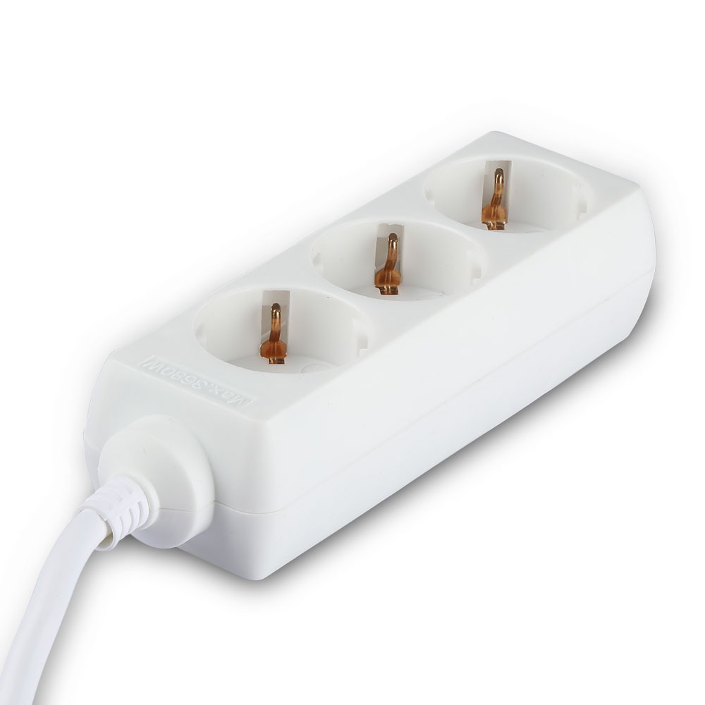VT-1163-3 3-WEG STOPCONTACT (3G1.5MM2 X 1.5M) POLYZAK MET KAART - WIT
