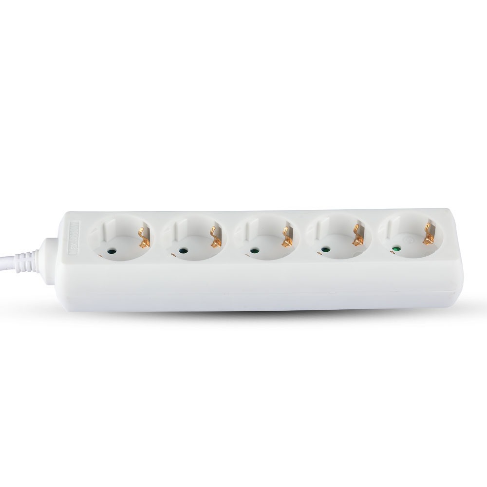 VT-1175-5 5-weg stopcontact (3G1,5MM2 X 3M) polyzak met kaart - wit