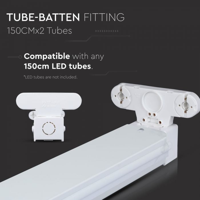 VT-15021 RACCORDS POUR TUBE LED 150CMx2 RACCORD À RÂTE IP20 (* Minimum 6 pièces par commande)
