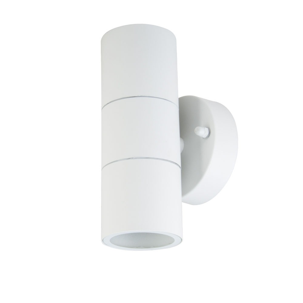 VT-7622 APPAREIL MURAL GU10, CORPS EN ACIER INOXYDABLE, 2 VOIES IP44 - BLANC MAT